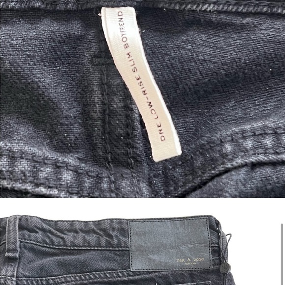 Rag & Bone Dre mid Rise Slim Boyfriend Jeans in Highland Black - Picture 9 of 12